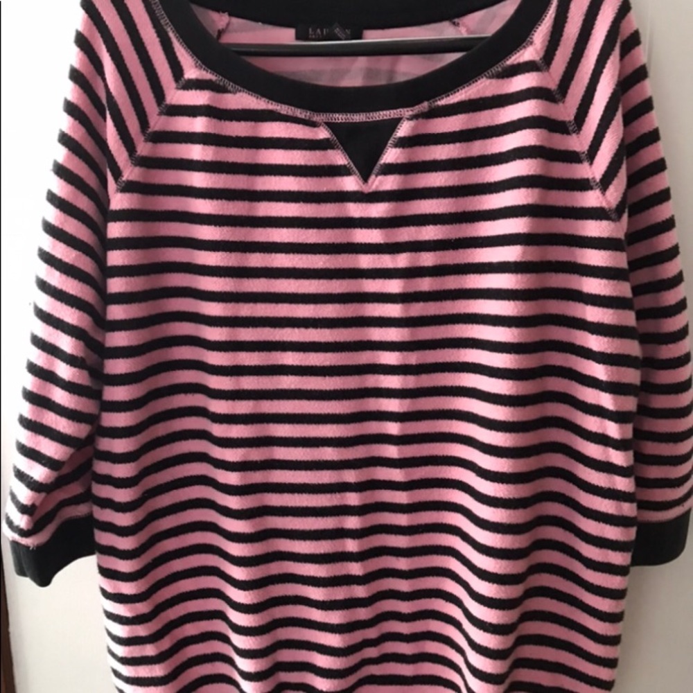 Ralph Lauren womens 3X French terry pullover, black and pink